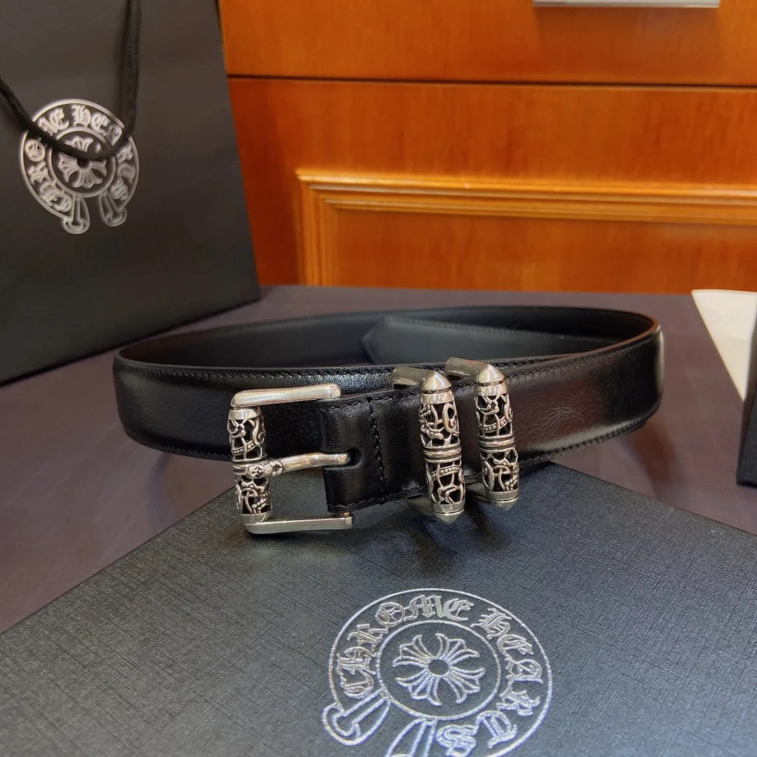 𝐂𝐡𝐫𝐨𝐦𝐞𝐇𝐞𝐚𝐫𝐭𝐬 Crow Heart Rotating Roller Celtic Dragon Pin Buckle Belt [Fixed Style], silver-plated s925 brass buckle with imported oil wax leather belt, very cool. Width 3.0cmp520